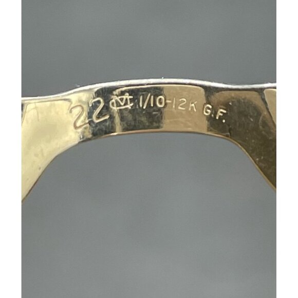 VTG Cat Eye Glasses Mid Century Gold Tone Ornate 1/10 12K GF 44 Alum With Case - Picture 5 of 16